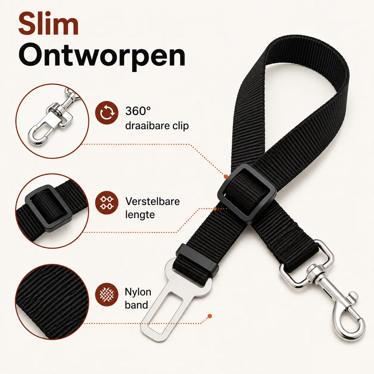 SafeBelt™ verstelbare autogordel voor honden